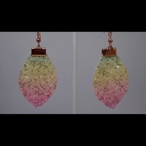 Rainbow glitter leather earrings
